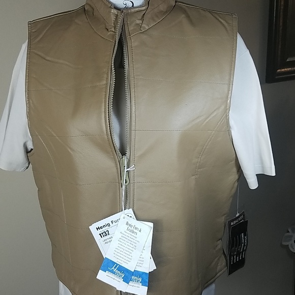 NWT, Henig Furs, leather vest, sleeveless, sz XL - Picture 2 of 7